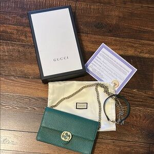 Gucci Emerald Green WOC with silver Hardware